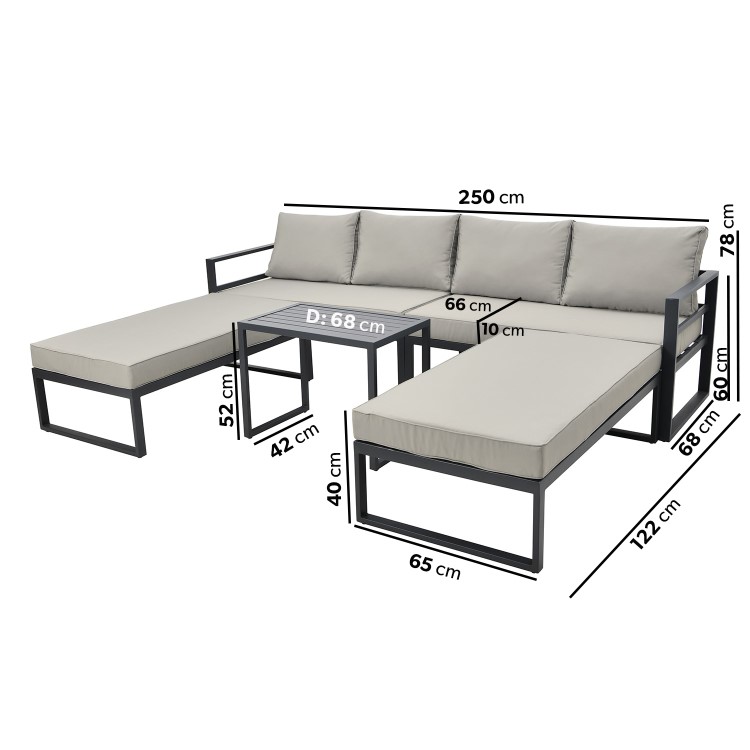 4 Seater Modular Stack Away Garden Sofa Set in Grey with Waterproof Cover