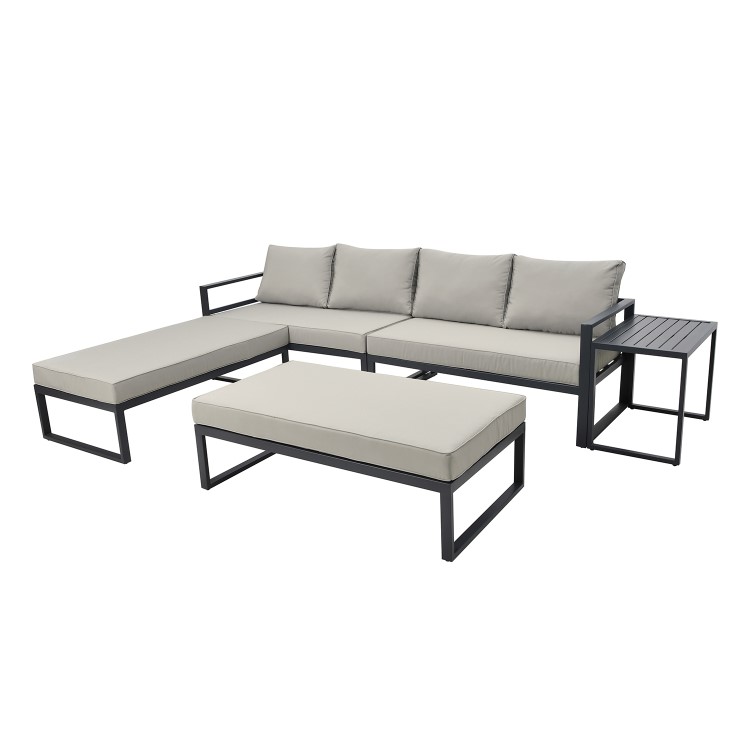4 Seater Modular Stack Away Garden Sofa Set in Grey with Waterproof Cover