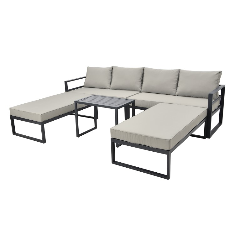 4 Seater Modular Stack Away Garden Sofa Set in Grey with Waterproof Cover