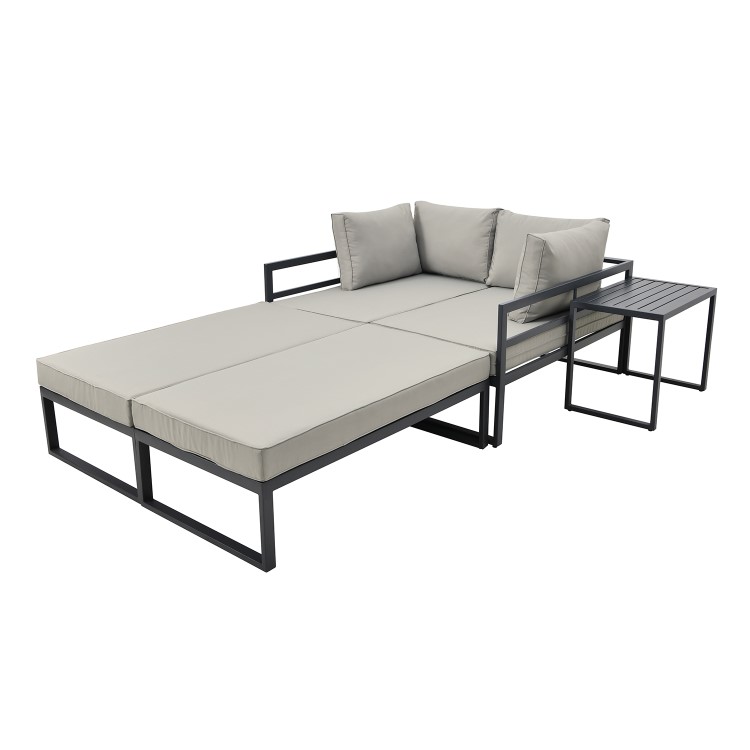 4 Seater Modular Stack Away Garden Sofa Set in Grey with Waterproof Cover