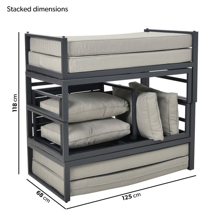 4 Seater Modular Stack Away Garden Sofa Set in Grey with Waterproof Cover