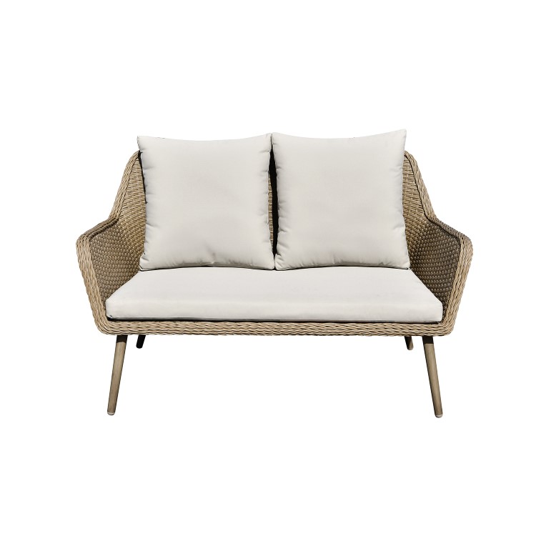 4 Seater Light Rattan Sofa Set with Coffee Table - Fortrose