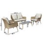 4 Seater Light Rattan Sofa Set with Coffee Table - Fortrose