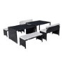 8 Seater Black Rattan Dining Set with Bench Seating & Extendable Table - Fortrose