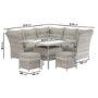 7 Seater Light Rattan Corner Sofa Set with 2 Stools and  Glass Table Top