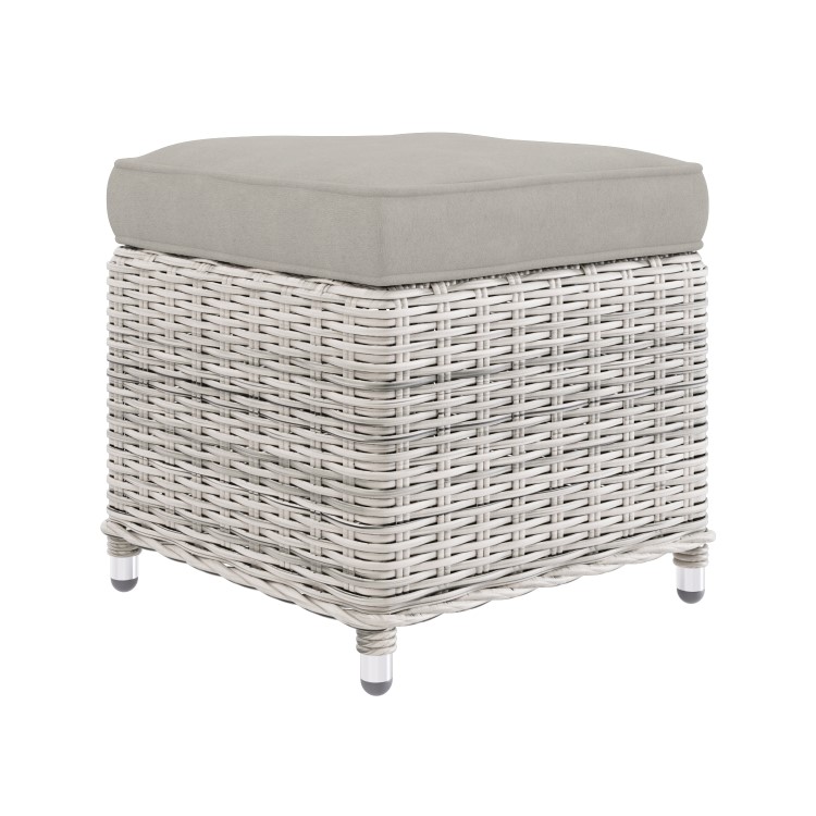 7 Seater Light Rattan Garden Corner Sofa Set with 2 Stools and Glass Table Top