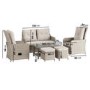 6 Seater Light Rattan Sofa Set with Glass Top Coffee Table - Fortrose