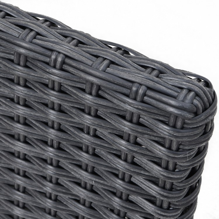 4 Seater Black Rattan Outdoor Corner Sofa Set with Chaise Longue and Coffee Table
