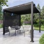 Heavy Duty Charcoal Aluminium Pergola with Louvered Shutter Roof and Textilene Side Panel 3 x 3m - Como