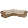 5 Seater Neutral Rattan Curved Corner Sofa Set with Beige Cushions