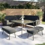6 Seater Dark Grey Rattan Corner Dining Set with 2 Benches