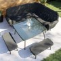 6 Seater Dark Grey Rattan Corner Dining Set with 2 Benches