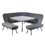 6 Seater Dark Grey Rattan Corner Dining Set with 2 Benches