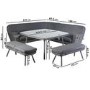 6 Seater Dark Grey Rattan Corner Dining Set with 2 Benches