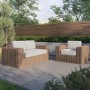 3 Seater Thick Rattan Armchair and Sofa Garden Set with Griege Cushions - Como