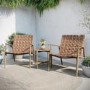 Bistro Set with Leather Look Rattan Chairs and Round Glass Table – Fortrose