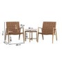Bistro Set with Leather Look Rattan Chairs and Round Glass Table