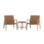 Bistro Set with Leather Look Rattan Chairs and Round Glass Table
