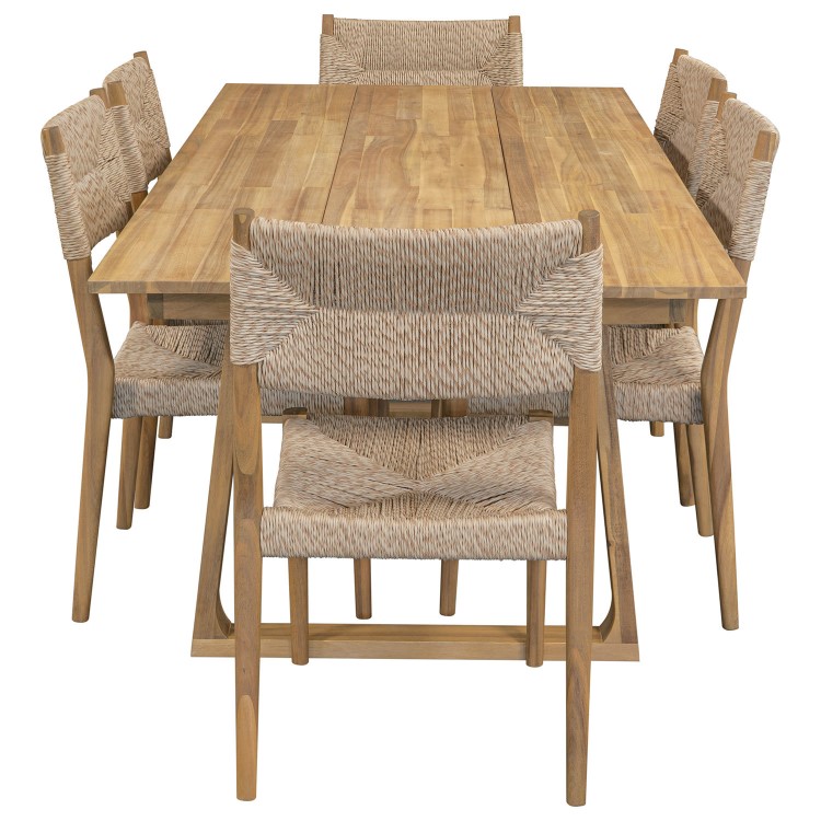 6 Seater Acacia Wood Outdoor Garden Table and Chairs Dining Set