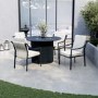 4 Seater Round Aluminium Outdoor Garden Dining Table with Ribbed Base & Beige Rope Chairs