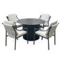 4 Seater Round Aluminium Outdoor Garden Dining Table with Ribbed Base & Beige Rope Chairs