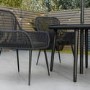 4 Seater Black Rope Wicker Outdoor Dining Set with Parasol