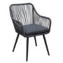 4 Seater Black Rope Wicker Outdoor Dining Set with Parasol