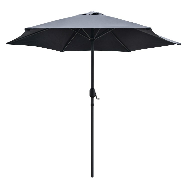 4 Seater Black Rope Wicker Outdoor Dining Set with Parasol
