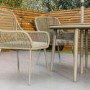 4 Seater Beige Rope Wicker Outdoor Garden Dining Set with Matching Parasol