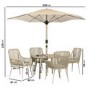 4 Seater Beige Rope Wicker Outdoor Garden Dining Set with Matching Parasol