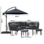 Black Rope Effect Corner Sofa Set with Matching Stools and Parasol