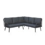 Black Rope Effect Corner Sofa Set with Matching Stools and Parasol