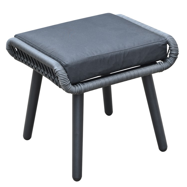 Black Rope Effect Corner Sofa Set with Matching Stools and Parasol