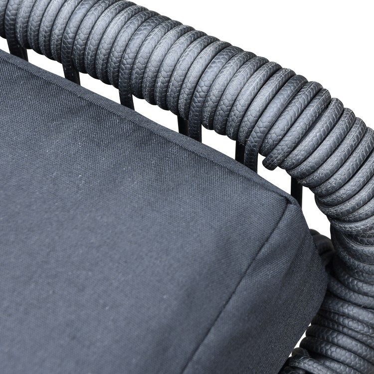 Black Rope Effect Corner Sofa Set with Matching Stools and Parasol