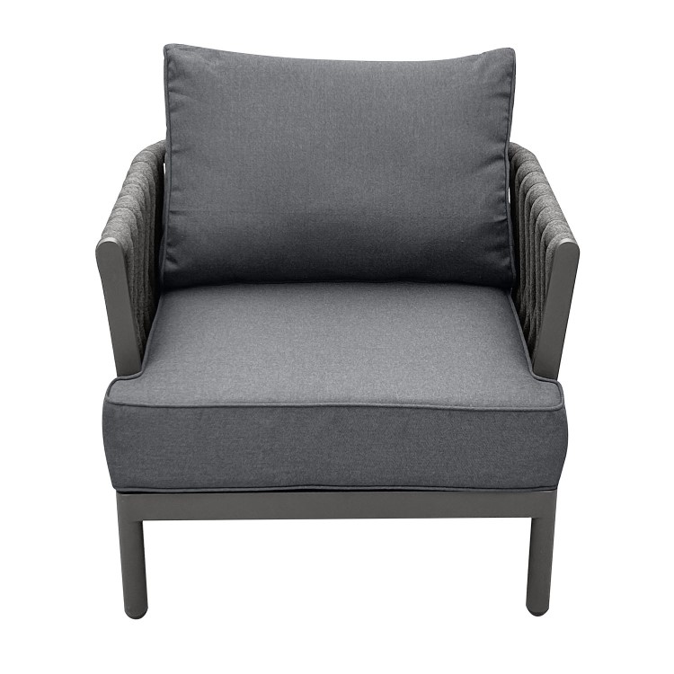 4 Seater Rope Detail Sofa and Armchair Set with Coffee Table