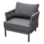 4 Seater Charcoal Rope Detail Sofa and Armchair Set with Coffee Table