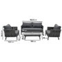 4 Seater Rope Detail Sofa and Armchair Set with Coffee Table