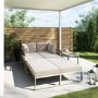 4 Seater Cream Modular Stackable Garden Sofa with Waterproof Cover