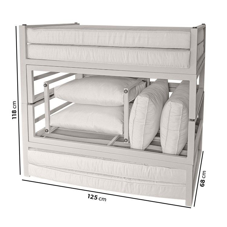 4 Seater Cream Modular Stackable Garden Sofa with Waterproof Cover