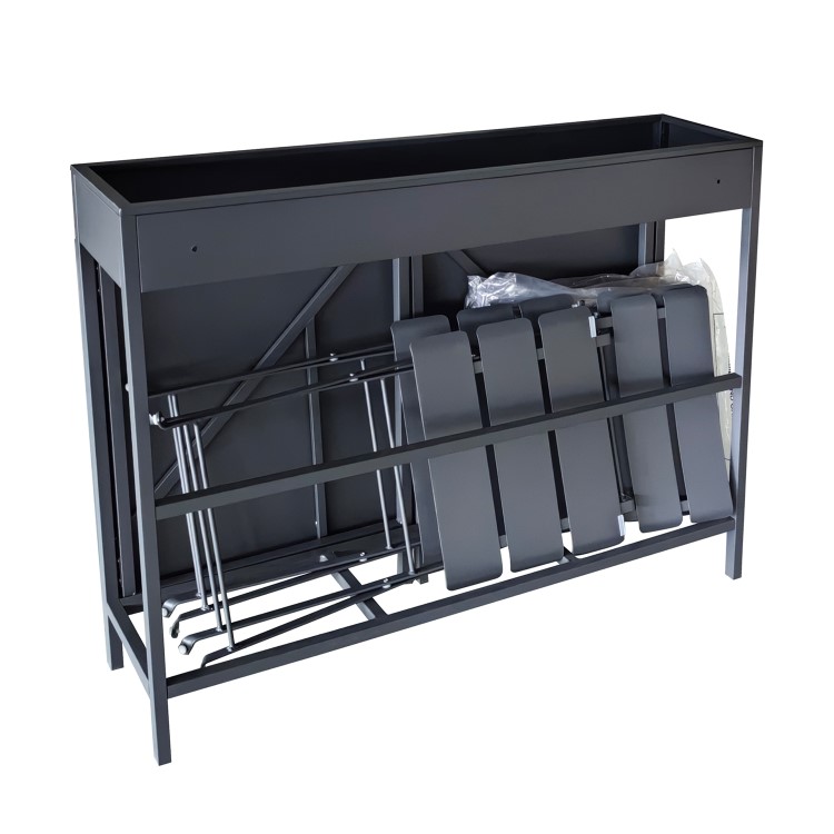 Black Aluminium Space-Saving Balcony Bistro Set with Folding Chairs & Planter Box