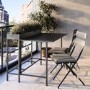 Black Aluminium Space-Saving Balcony Bistro Set with Folding Chairs & Planter Box