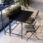 Black Aluminium Space-Saving Balcony Bistro Set with Folding Chairs & Planter Box