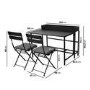 Black Aluminium Space-Saving Balcony Bistro Set with Folding Chairs & Planter Box
