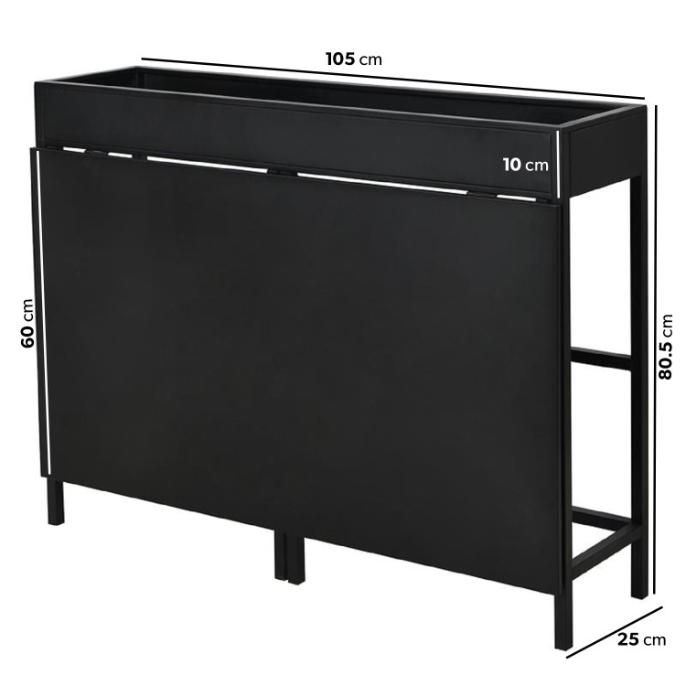 Black Aluminium Space-Saving Balcony Bistro Set with Folding Chairs & Planter Box