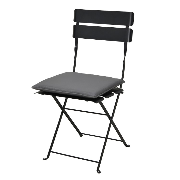 Black Aluminium Space-Saving Balcony Bistro Set with Folding Chairs & Planter Box