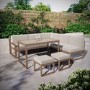 7 Seater Aluminium Garden Corner Sofa Set with Cushioned Stools & Matching Table