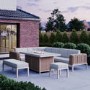 Thick Round Rattan Corner Garden Sofa Set with Fire Pit & Benches