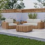 3 Seater Chunky Rattan Garden Beige Sofa & Armchair Set with Matching Coffee Table