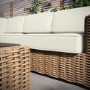 5 Seater Beige Rattan Garden Corner Sofa with Matching Coffee Table