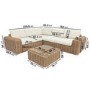 5 Seater Beige Rattan Garden Corner Sofa with Matching Coffee Table